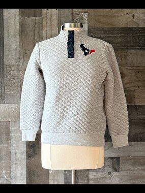 Houston Texans gray quilted mock neck sweater large NFL Team Apparel football